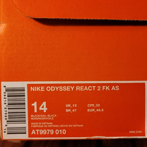 Nike Odyssey React 2 FK AS Size 14, designed by Nathan Bell " I HATE THIS" - Picture 7 of 8